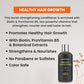 Biotin and ProVitamin B5 hair conditioner with promotional text on a light gray background