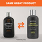 Two bottles of 'Regenerate' conditioner with an orange arrow between them on a gray background.